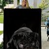 A cute black pug dog Flannel printed blanket suitable for all seasons suitable for living room office sofa and travel 180x250CM