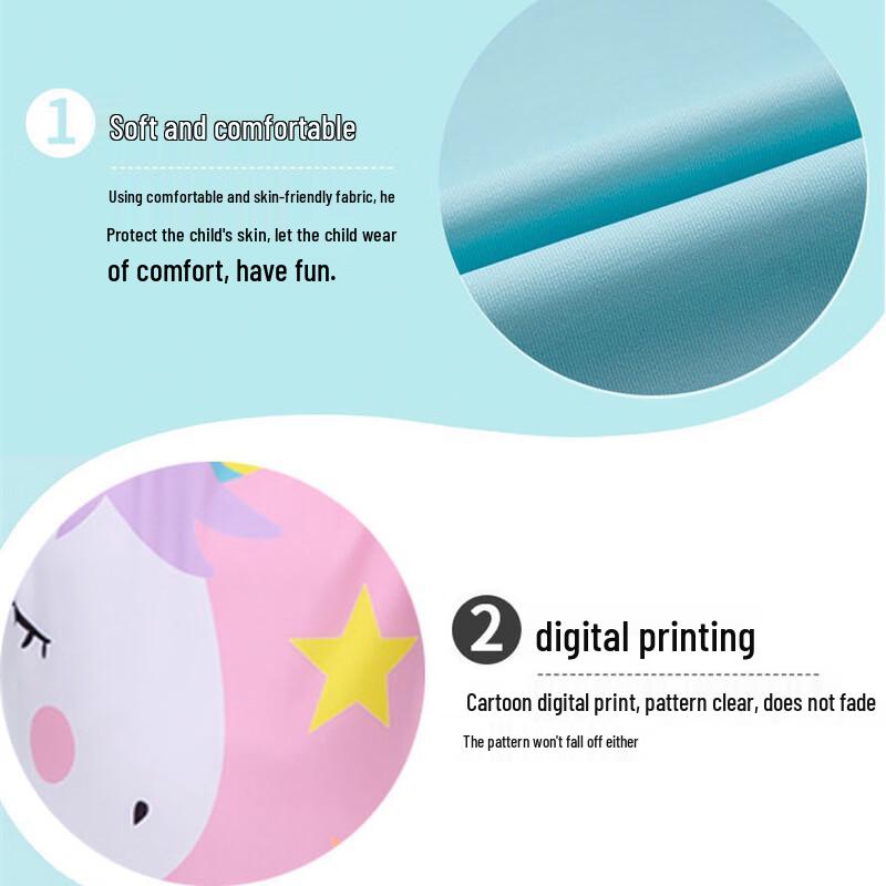 Kids Quick-Dry Cartoon Unicorn Long-Sleeve One-Piece Swimsuit