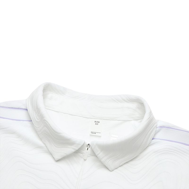 FILA Fitted Versatile Short Sleeve Polo Shirt Women tops Jade-White A11W525124F-WT