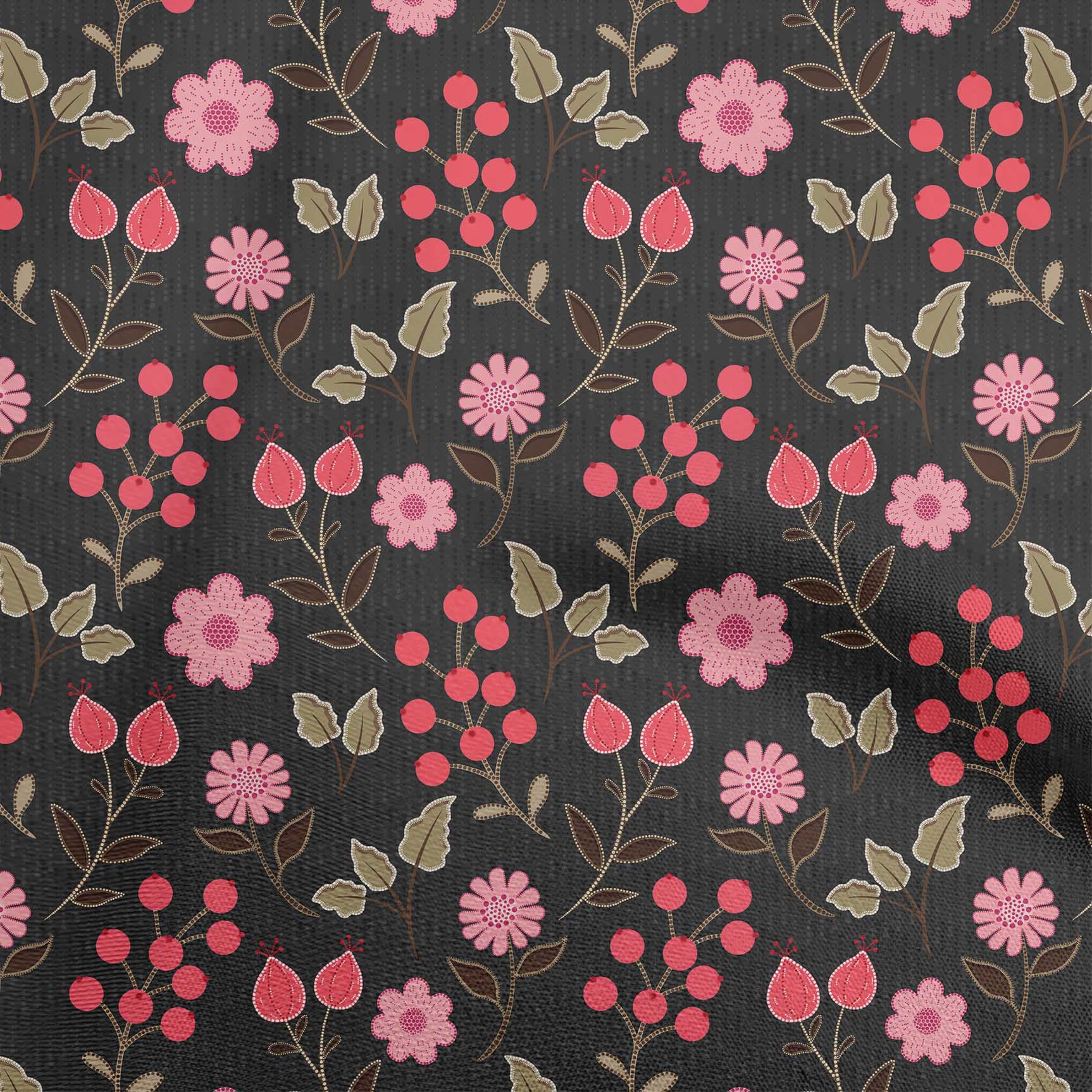 

oneOone Cotton Poplin Brown Fabric Dotted Floral Fabric For Sewing Printed Craft Fabric By The Yard 42 Inch 42 Inch Wide - Viscose Chiffon червоний