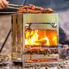 Stainless Steel Wood Burning Stove Outdoor Camping Hiking Picnic BBQ Cooking Folding Stove Portable Wood Burner Camp Stove with Ash Tray
