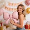 6pcs Pink Bow Balloons, Bow Tie Pink Balloon for Wedding Bride Shower Gift, Decorative Pink Balloon for Girls Birthday Party