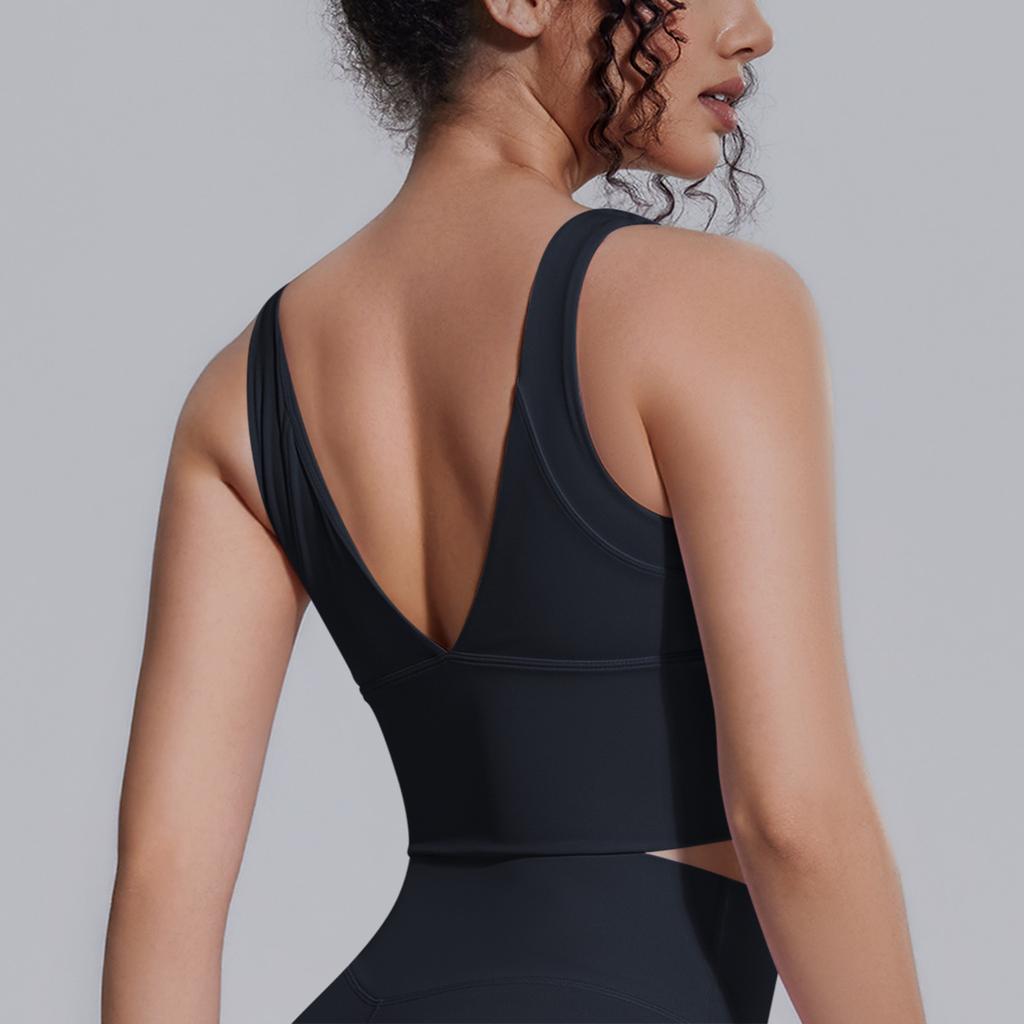 Solid Color High-intensity Yoga Vest Chest Pad Shock-proof Sports Bra Breathable Push-up Running Fitness Bra For Women
