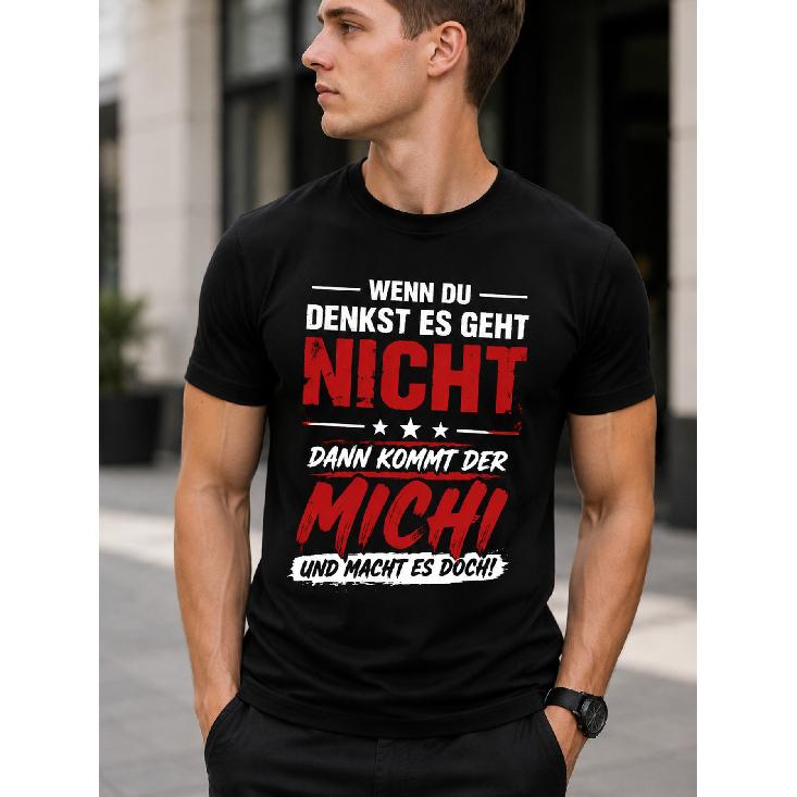 Men's short sleeve crew neck t-shirt with bold german graphic print, relaxed fit cotton feel top for casual streetwear or everyday comfort
