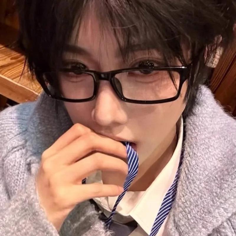 1/2pcs Korean Black Small Square Frame Glasses for Women Harajuku Blue Light Blocking Eyeglasses Clear Reading Spectacle Eyewear