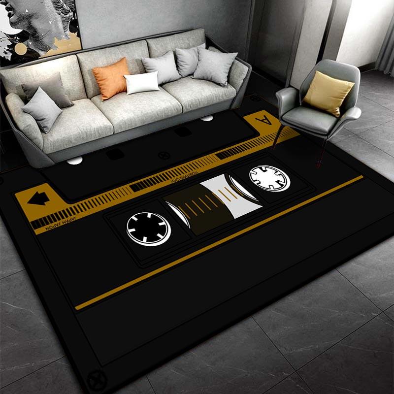 Retro Cassette Tape Printed Carpet for Living Room Decoration  Suitable for use as an anti-slip for living room bedroom sofas