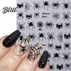 5D Embossed Nail Decals Halloween Art Stickers Skull Pumpkin Ghost Spooky Stickers Decals Waterproof Self Adhesive Manicure Decoration Decorative