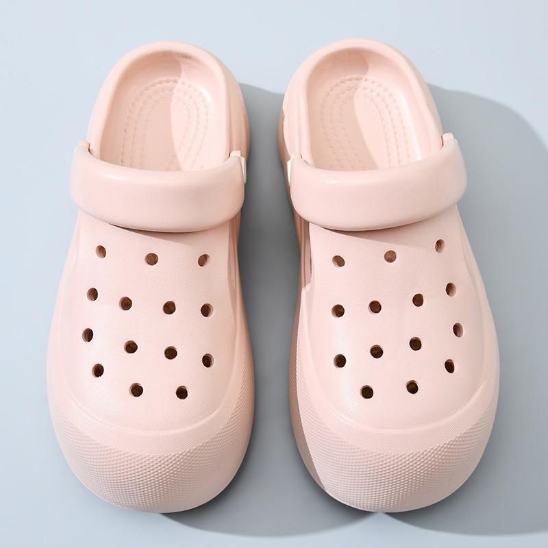 

Height-increasing hole shoes, women s summer beach wear, breathable bag head mop, home non-smelly feet, non-slip and wear-resistant versatile sandals 35-36 рожевий