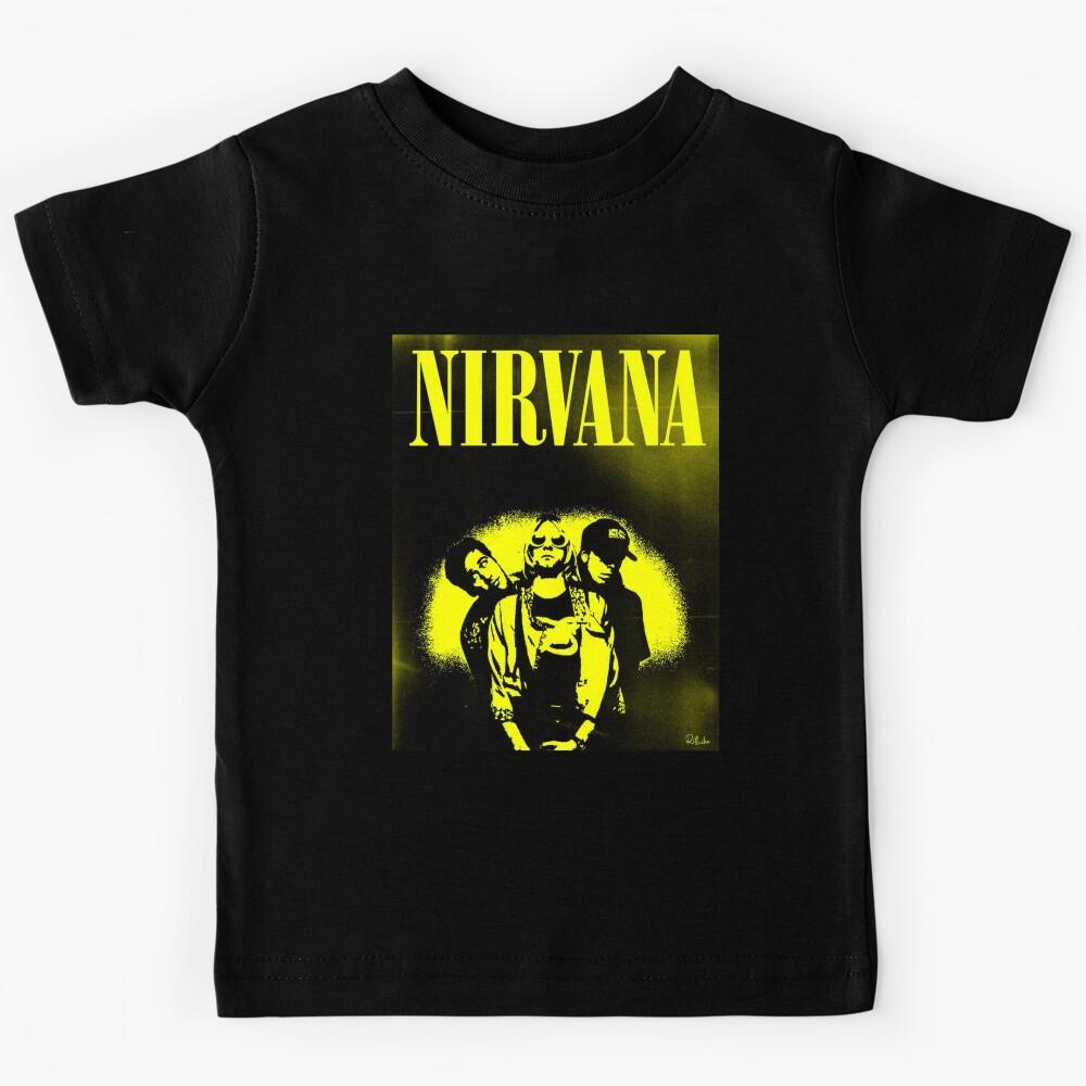 Nirvana Band Grunge Retro Yellow and Black Kids T-Shirt 120
