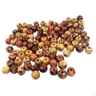 100 Stück 10 mm gemischte runde Holzperlen für Armbänder, Halsketten, Schmuckherstellung, lose Abstandshalter