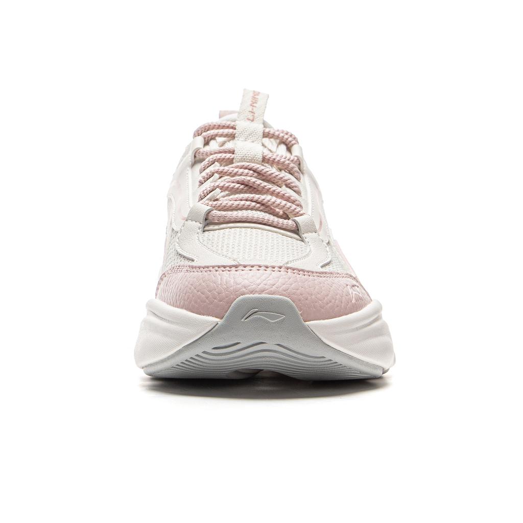 Li Ning Milk Coconut Cushioning Slip Resistant Abrasion Resistant Support Low Top Casual Shoes Women's White Pink AGCV130-2