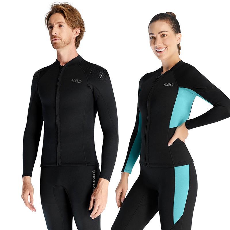 Ensemble Combinaison Néoprène 1,5 mm Hommes Femmes - Combinaison Courte de Plongée Snorkeling Surf Natation Hivernale Protection Thermique