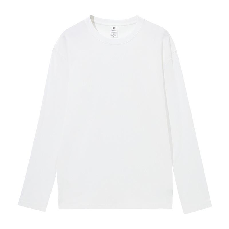 Men's 230g Heavy Cotton Long-Sleeve T-Shirt - Trendy Solid Color Couples' Style for Spring & Autumn