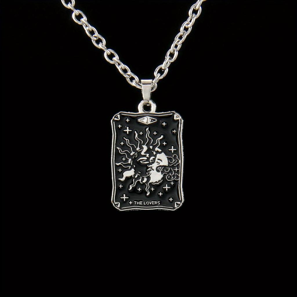 Fashionable Star, Moon, Death and Lovers Tarot Fortune Teller Element Pendant Necklace, The Best Gift for Family and Friends