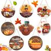 Beautifully Crafted Fall Harvest Wooden Door Hanger Featuring Whimsical Turkey Designs