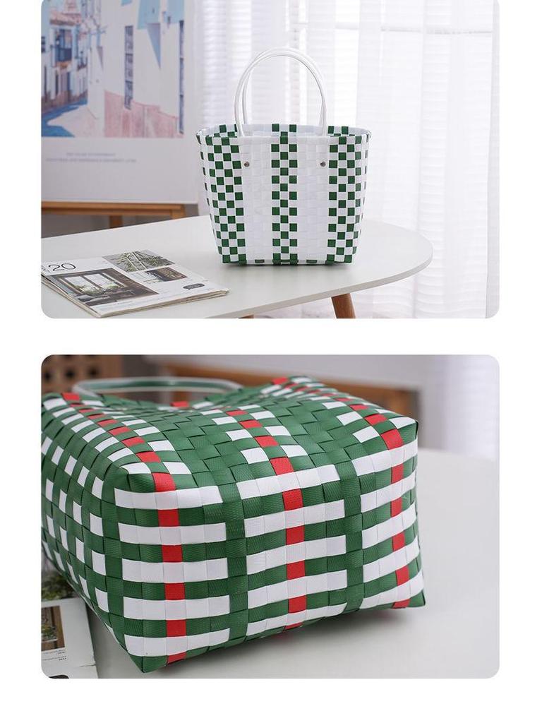 Handmade PVC Woven Bag: Versatile Home, Vegetable, Bath, and Beach Basket