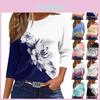 Rundhals Mode Lässig Ärmel 3/4 Locker Bedrucktes T-Shirt Damen Oberteil