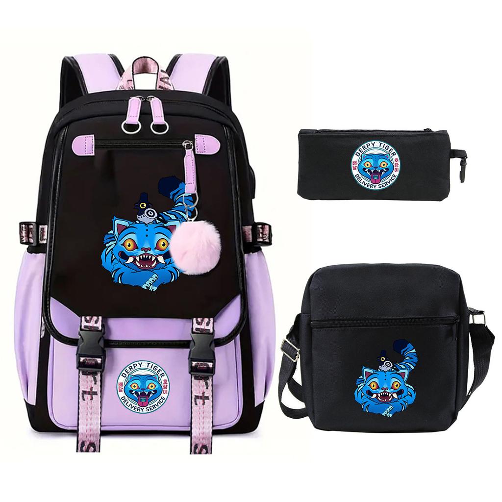 Witch Hunters Cartoon Peripheral Printing Children's Backpack Cross-border New Student School Bag Three-piece Shoulder Bag Pencil Bag
