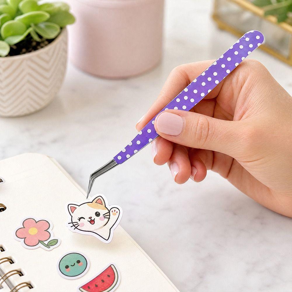 Stainless Steel Curved Stickers Tweezers Anti-static Lashes Extension Tweezer Extensions Grafting