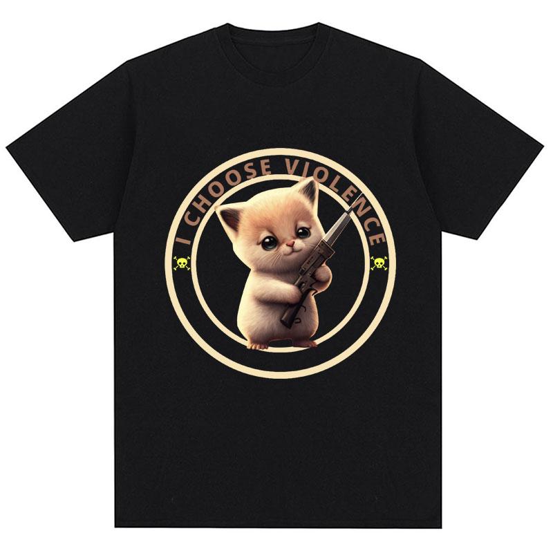 I Choose Violence T Shirt Funny Duck Humor Slogan Print Short Sleeve Tshirts Men Women Cotton Loose Oversized Tshirt Cotton