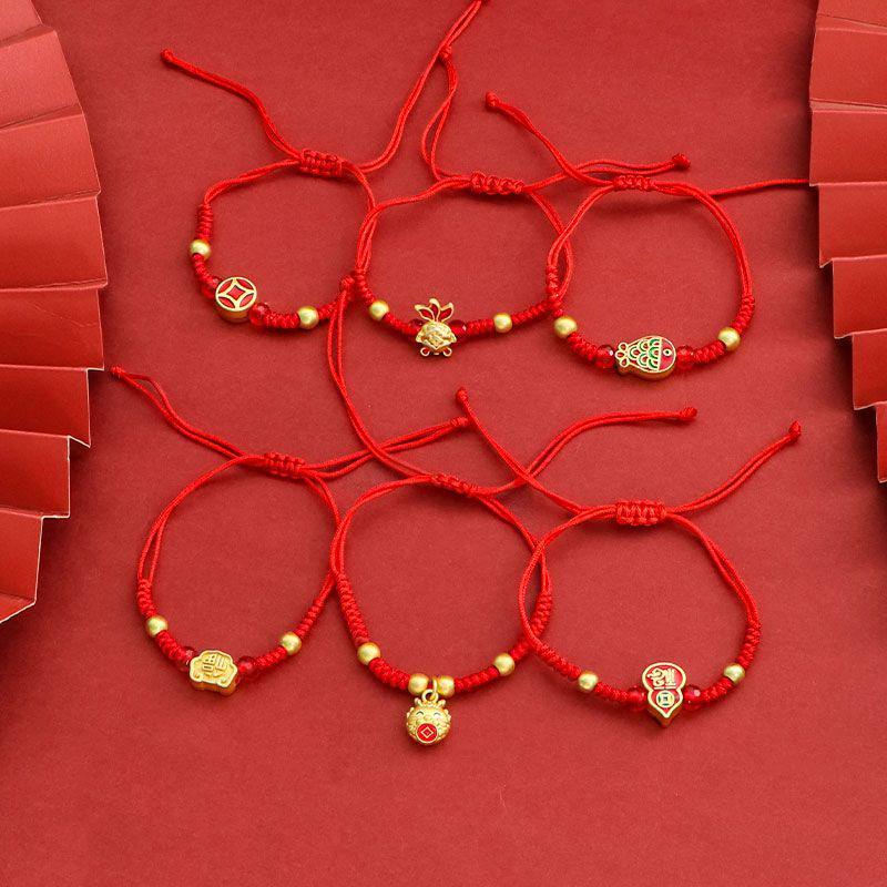 Zodiac Year Red String Bracelet with Lucky Bells - Auspicious Design for Couples and Best Friends