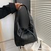 Korean Leather Hobo Bag Women's Bow Decorative Shoulder Bag Minimalist Solid Color Commuter Handbag Versatile Underarm Tote Bag