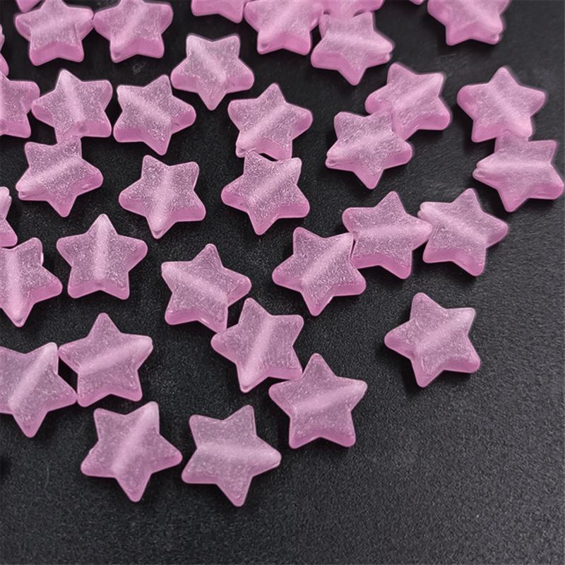 50Pcs Frosted Matte Acrylic Heart Star Beads Pendant DIY for Necklace Bracelet Jewelry Making