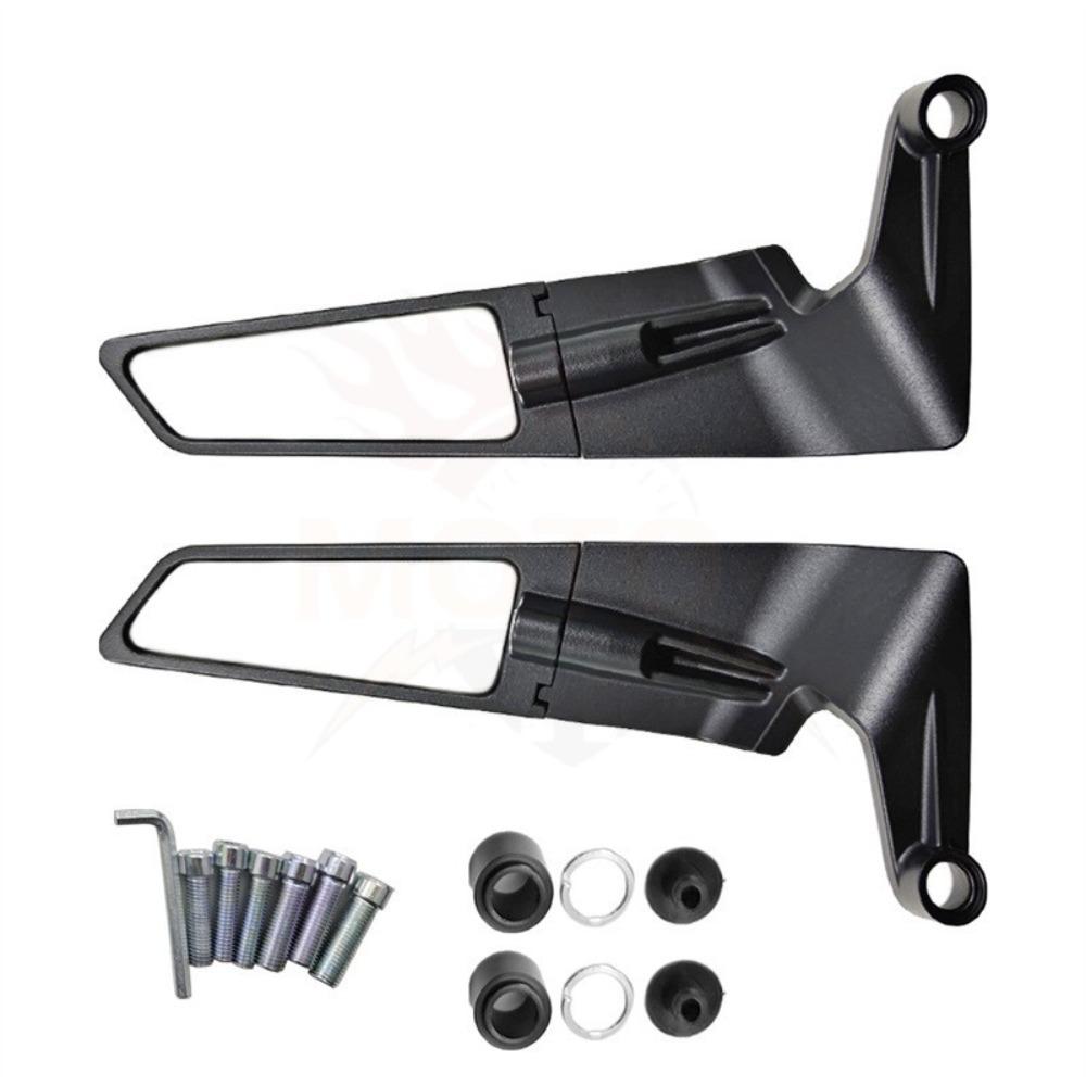 1Pair Frosted Black Stealth Mirrors Aluminum Alloy Adjustable Mirrors  For All Mosaic Lens