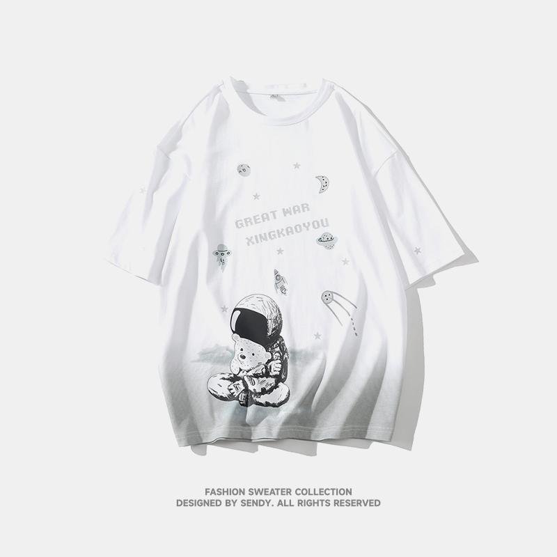 Summer Men's Loose Short-sleeved T-shirt Tops Quarter-sleeved Round Neck Half-sleeved T-shirt