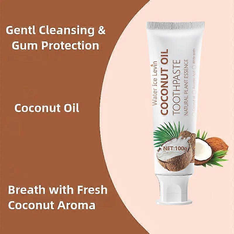 Water Ice Levin Toothpaste Coconut Oil Toothpotase, for Enamel Protection and Tooth Strengthening, Fresh Breath, Daily Use for Oral Health