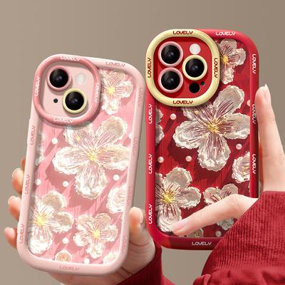 Olejomaľba Kvety Vhodné pre Puzdro na Mobilný Telefón Apple 15pro Iphone14plus Silikónový Puff 13 Plné Krytie Proti Pádu 16