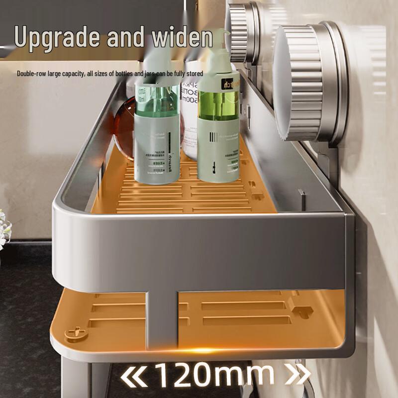 Weipeluo Double-Layer Bathroom Storage Shelf with Hooks and Rod