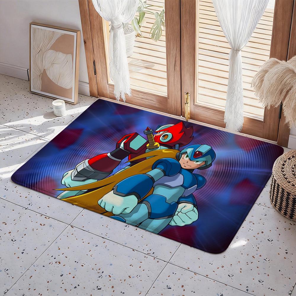 Game M Mega Man Floor Mat Eco Flannel Doormat Non Slip Odorless Indoor Floor Rug Soft Short Plush Home Mat