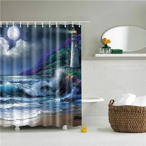 Modern Shower Curtains Bathroom Curtain Scenic City Beach Bath Curtain Frabic Waterproof Polyester With Hooks
