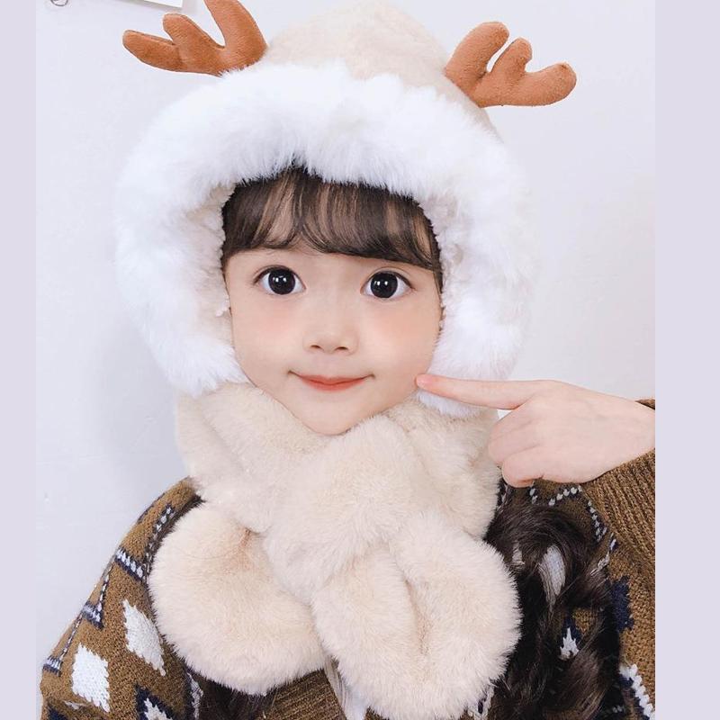 Crăciun Copii Fete Băieți Copii mici Bebeluși Iarnă Pălărie caldă Drăguț Cerb Elan Antlers Esarfă cu glugă Earflap