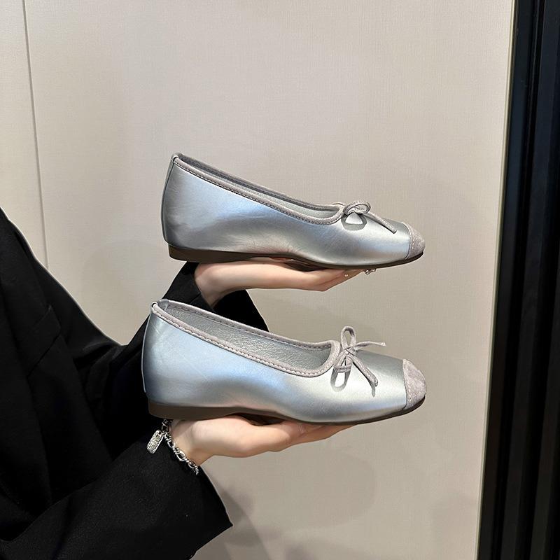 inner height increase bow shallow mouth single shoes women's new Mary Jane square head one pedal single shoes women