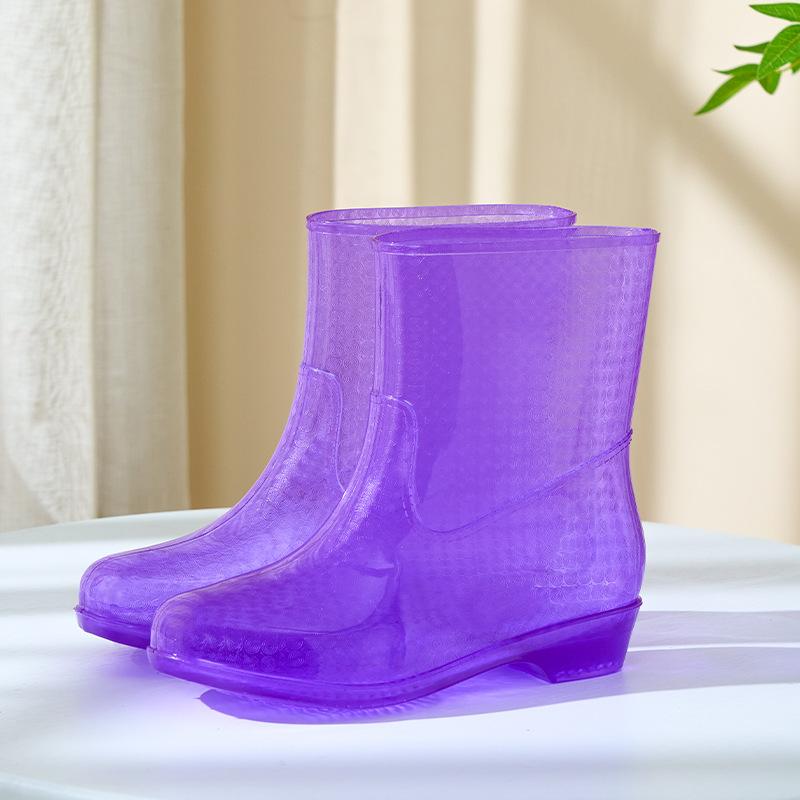 

Medium tube women s rain boots women s fashion non-slip and wear-resistant waterproof boots crystal women s water shoes adult transparent overshoes 41