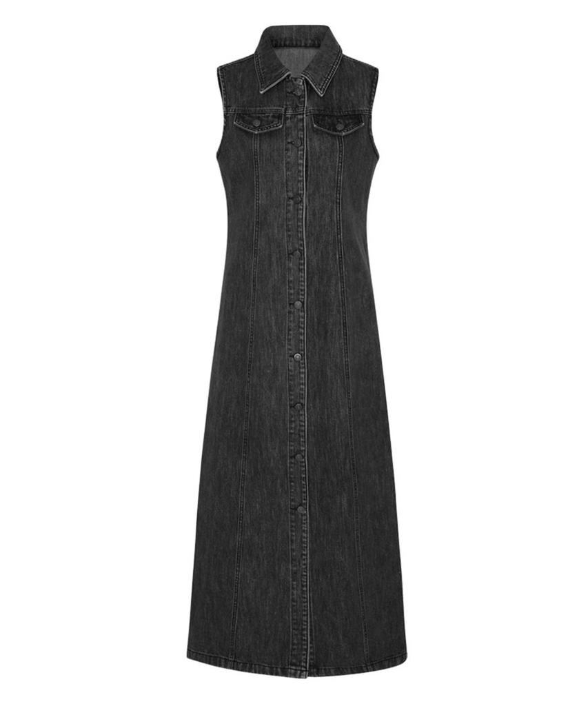 Lulu Seoul Classic Denim Sleeveless Dress (Black)