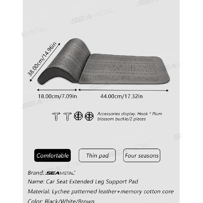 SEAMETAL Universal Car Seat Cushion Leg Extender Breathable Car Seat Leg Support Extension Pad Memory Foam for Car Accessories