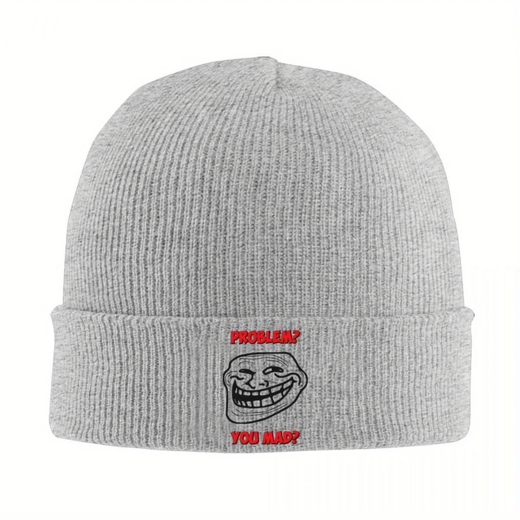 New New U Mad Bro Problem Troll Rage Face Comic Meme Trollfac Knitted Hat For Women Unisex Beanie Winter Hat Crochet Caps