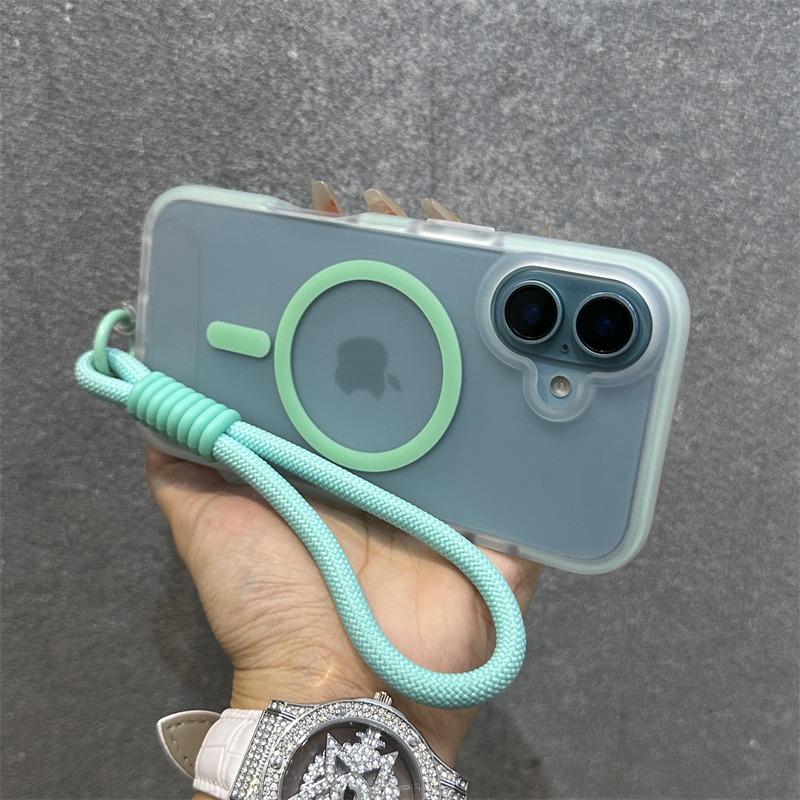 Bonbon-Farbkontrast für Armband-Hülle für Für Iphone 16 14 1 Pro Max Plus 13 12 Lanyard Mattierte Harte Stoßfeste Abdeckung