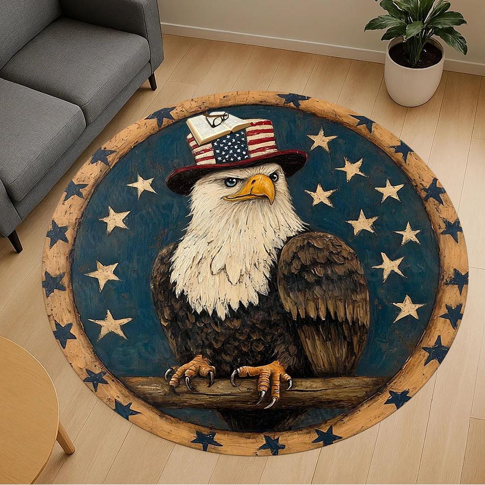 1PC American Eagle Flag Office Round Area Rug, Under Office Chairs Bedroom Living Room Home Decor,Carpet for Office, -1110234