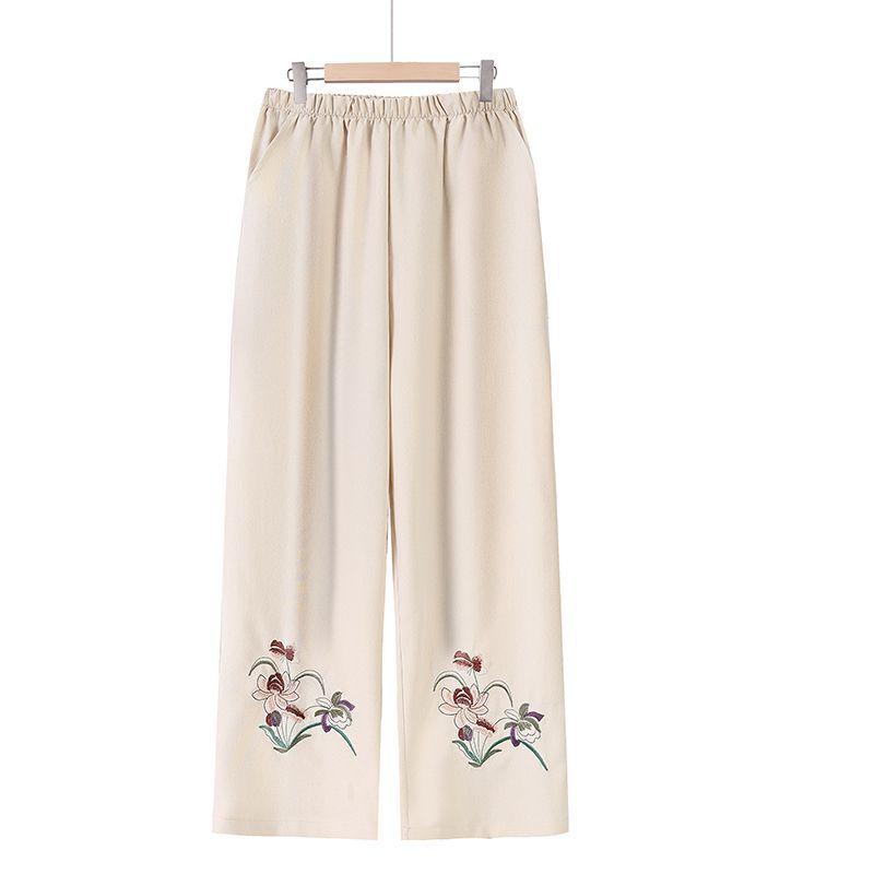 Casual Pants Summer Embroidered Thin High Waisted Loose and Fashionable New Pants
