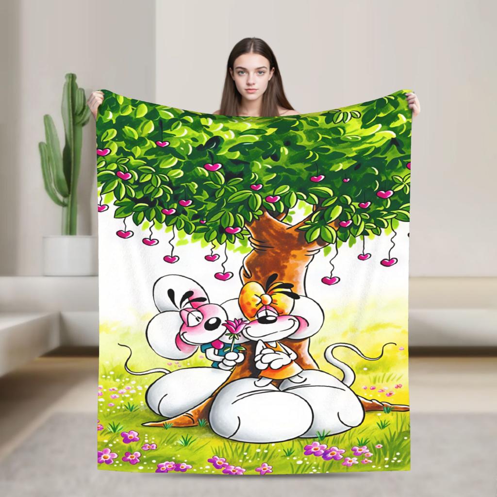 Kawaii Diddl Flanelldecke Warm Weiche Überwurfdecke für Wohnkultur Reise Büro Street Trend Tagesdecke Sofa Bettbezug