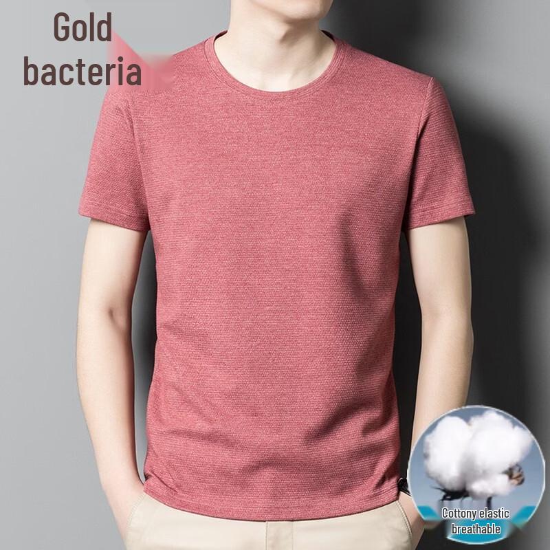 Men s Cotton-Blend Pineapple Texture Round Neck T-Shirt M