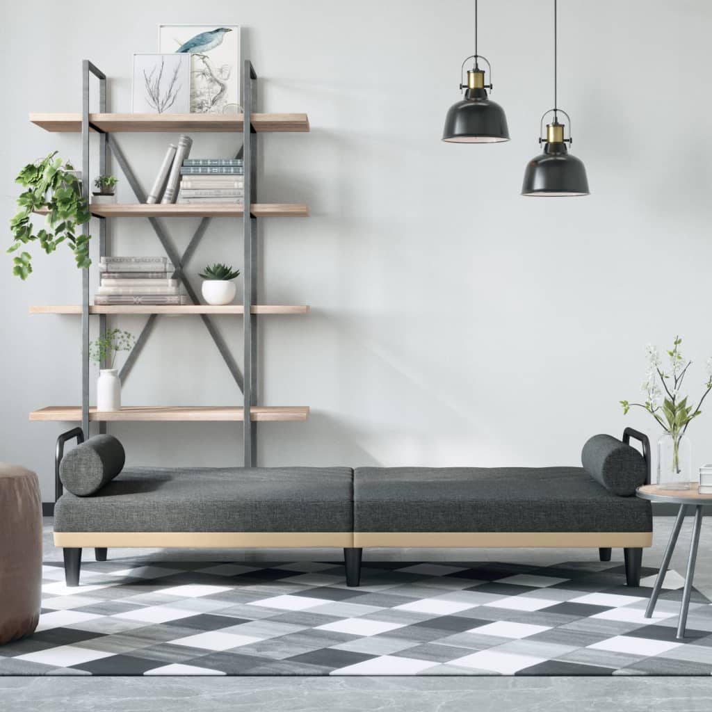 Vidaxl Foldable Sofa With Armrests, Dark Grey, Upholstered
