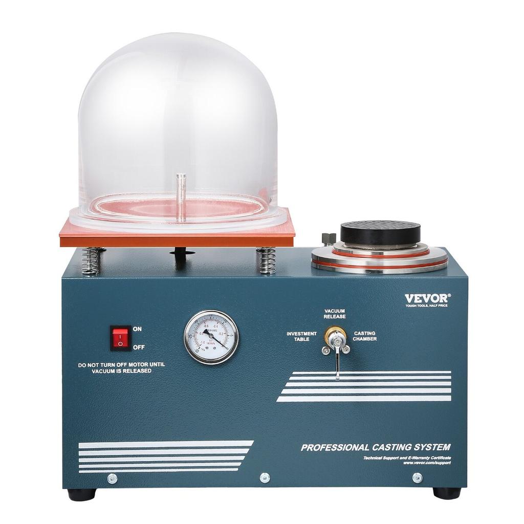 Vacuum Investing Casting Machine 290W Power 3CFM Pump Bell Jar for Jewelry