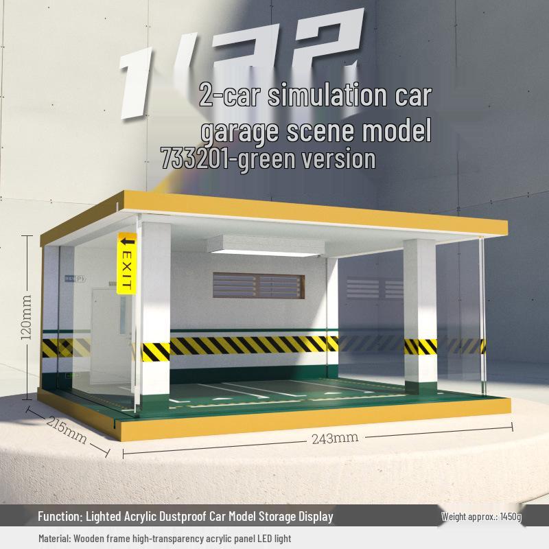 

Имитация гаража для модели автомобиля с подсветкой и деревянной парковочной сценой, пылезащитный чехол, 1:32 масштаба