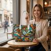 Abstract Geometric Print Tote Bag Fashion All-match Casual Daily Shoulder Bag for Women Shopping Portable Handbag