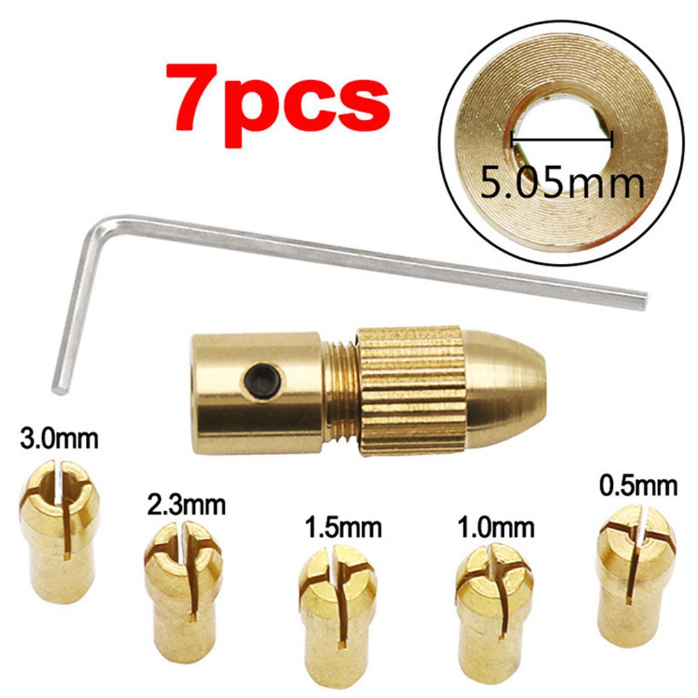 Ensemble de 7 pièces 2,35-5,05 mm Mandrins à Pince en Laiton Mini Mandrins Pour Arbre de Moteur Électrique Outils pour Forets Mandrin Métallique Adaptateur